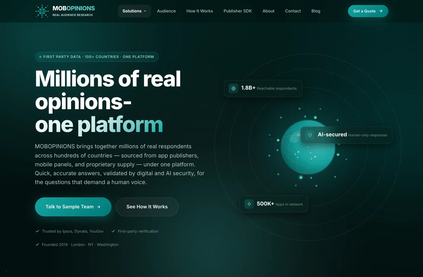 Mobopinions — brand website for a market analytics platform